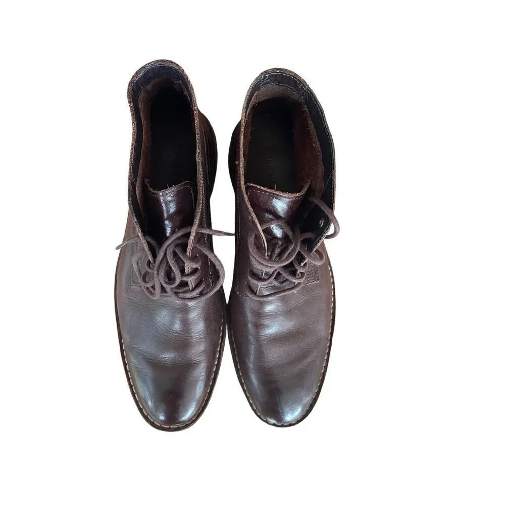 Cole Haan Mens Brown Leather Lace Up Almond Toe Chukka Boots Size 10